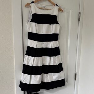 Black and White Striped Midi Dress
